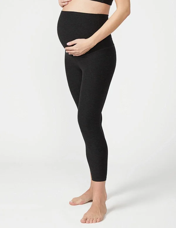 Beyond Yoga Maternity Empire Waisted Capri Leggings Darkest Night, Women's, Size: XS, Black