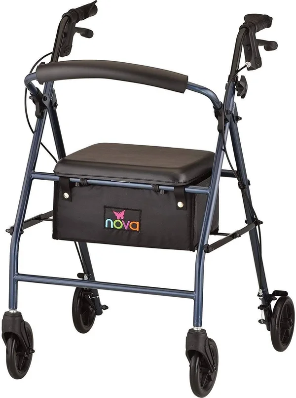 Nova Vibe 6s Steel Frame Rolling Walker Blue