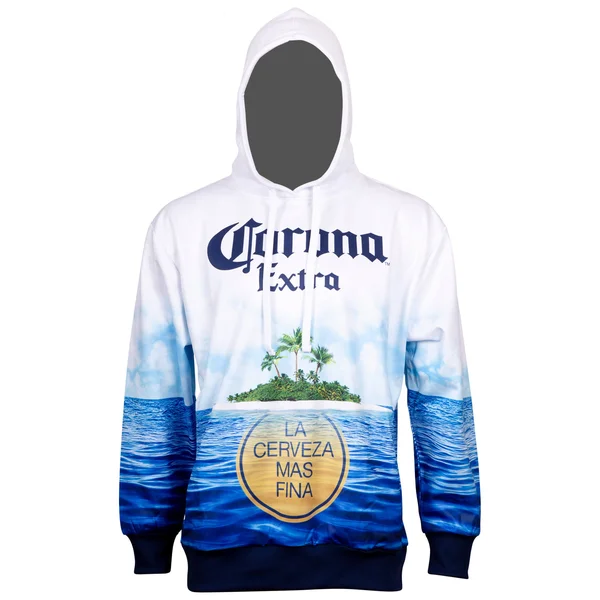Corona Extra Beer Sublimated Beach Scene Hoodie-2XLarge