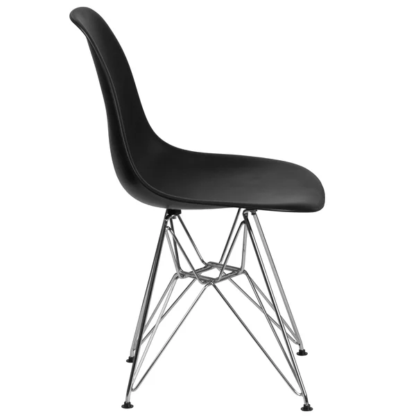 Lancaster Home 2 Pk. Elon Series Plastic Chair with Chrome Base, White