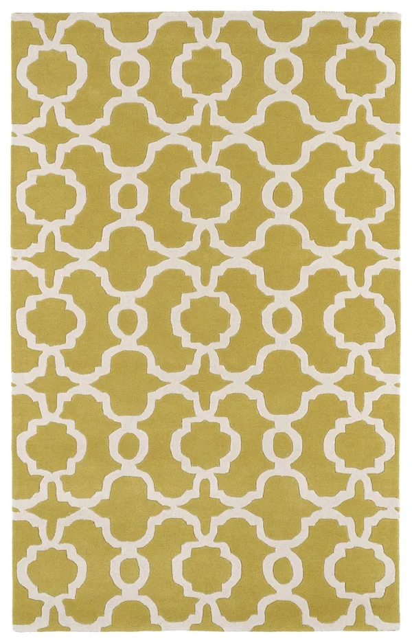 Kaleen Revolution REV03-28 Rug in Yellow - 3 Foot 9 inch Round