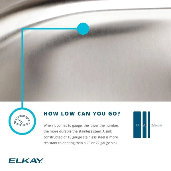 Elkay Lustertone ELUHAD211555 Single Bowl Undermount Stainless Steel ADA Sink
