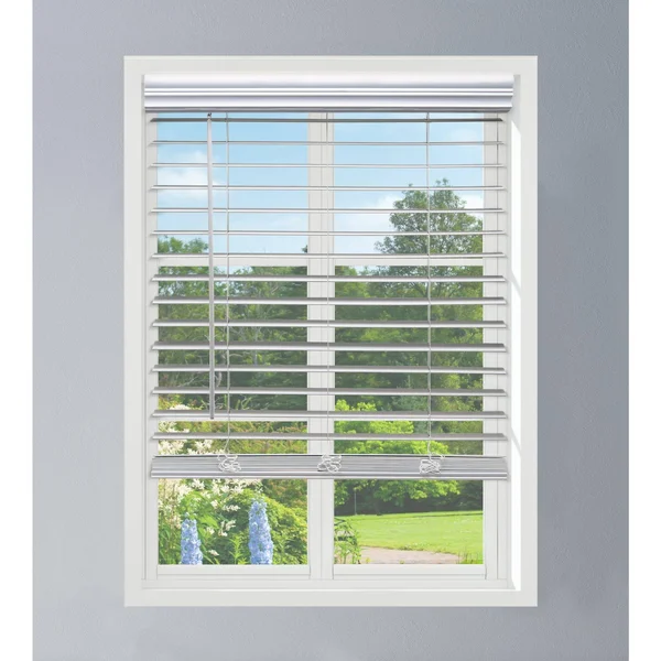 Linen Avenue Custom Cordless Faux Wood Blind White - 56 W x 60 H Flush Inside Mount
