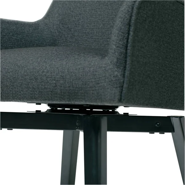 Studio Designs Home Spire Luxe Charcoal Gray Swivel Dining, Office Chair with Arms and Metal Legs