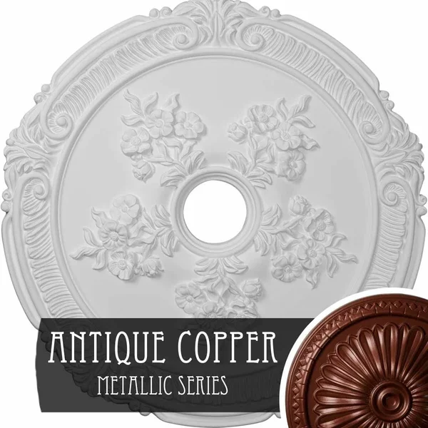 26x22OD x 3 3/4x22ID x 1 1/2x22P Attica with Rose Ceiling Medallion (Fits Canopies Up to 4 1/2x22) - Hand-Painted Pearl White