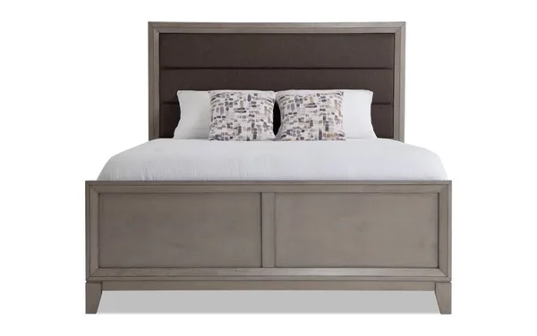 Tremont Queen Bed in Gray, Transitional Upholstered Beds Rubberwood Solids/Veneers by Bob&s Discount Furniture