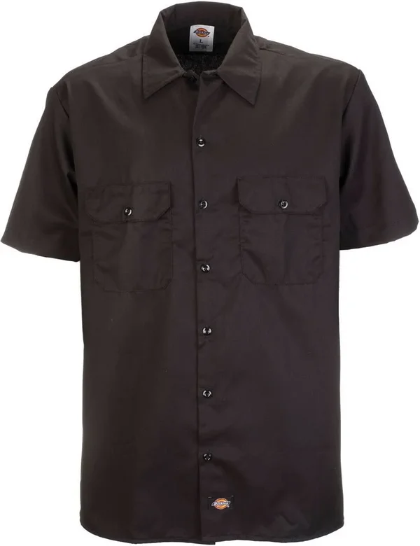 Dickies Men's Short Sleeve Work Shirt - Black, Extra Large