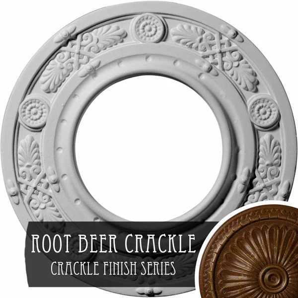 8x22OD x 3 7/8x22ID x 1/2x22P Daniela Ceiling Medallion (Fits Canopies Up to 3 7/8x22) - Hand-Painted Root Beer Crackle