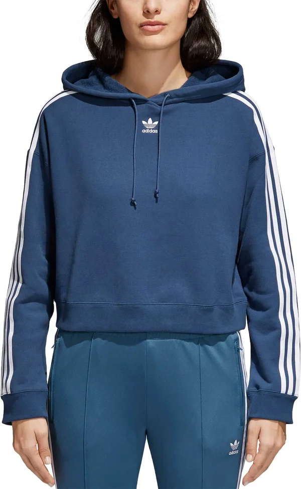 Adidas Womens Blue Cropped Hoodie