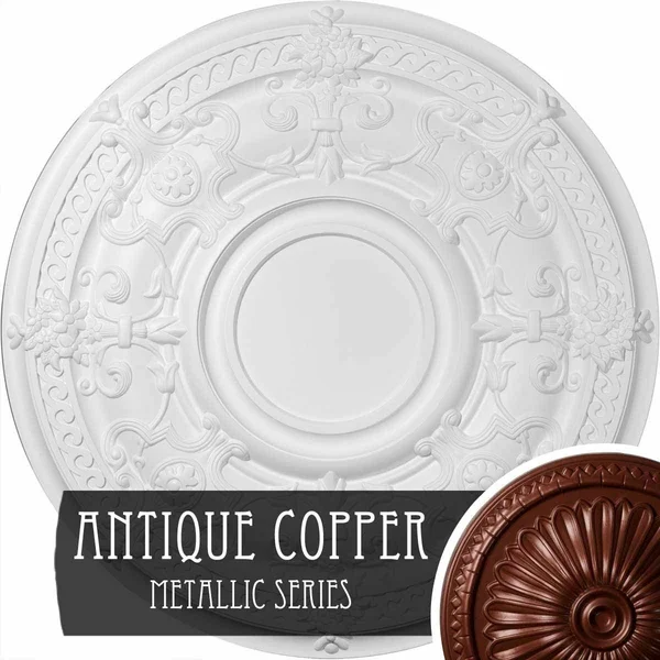 33 7/8x22OD x 1 3/8x22P Dauphine Ceiling Medallion (Fits Canopies Up to 13 1/4x22), Hand-Painted Witch Hazel Crackle