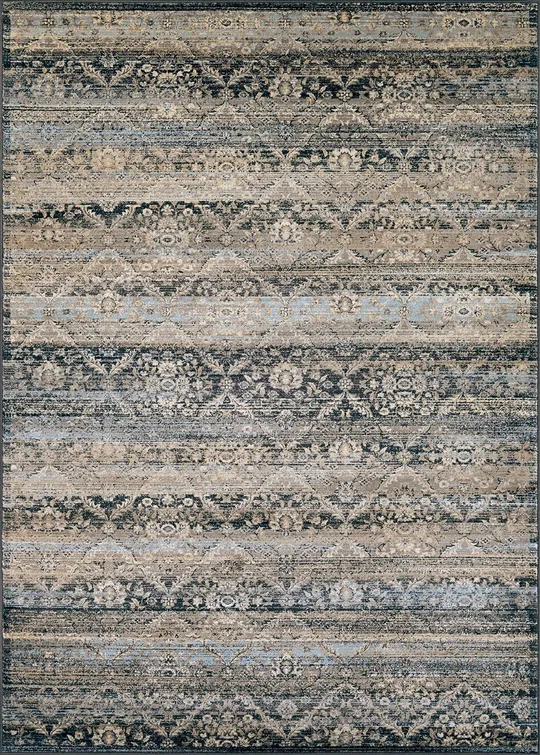 Couristan Zahara All Over Diamond Black/Light Blue/Oatmeal Area Rug - 9&2x22 x 12&5x22