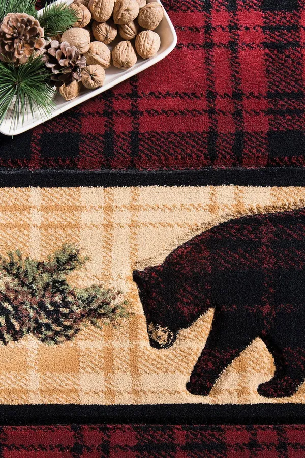 United Weavers Cottage Bear Stone Burgundy Area Rug 7&10x22 x 10&6x22