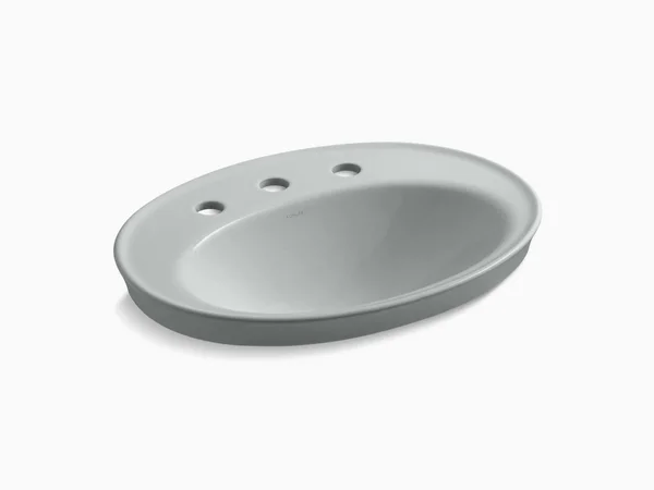 Kohler 2075-8-95 Serif Drop-in Bathroom Sink with 8x22 Widespread Faucet Holes - Ice Grey