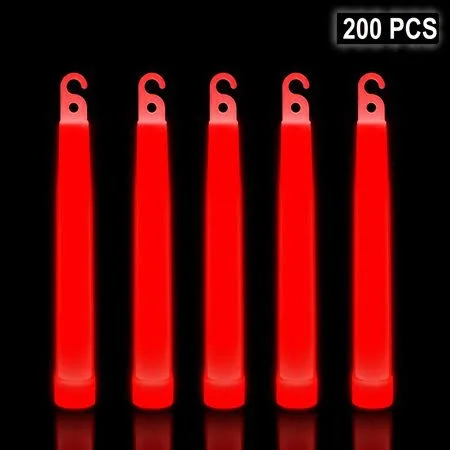 Lumistick 6 inch Premium Glow Sticks, Red, 200 ct