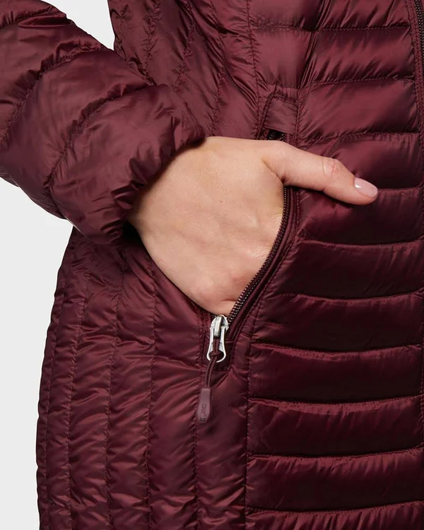 32 Degrees Women's Ultra-Light Long Packable Down 3/4 Jacket Black, XXL