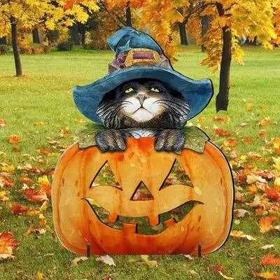 Black Cat Pumpkin Garden Stake The Holiday Aisle