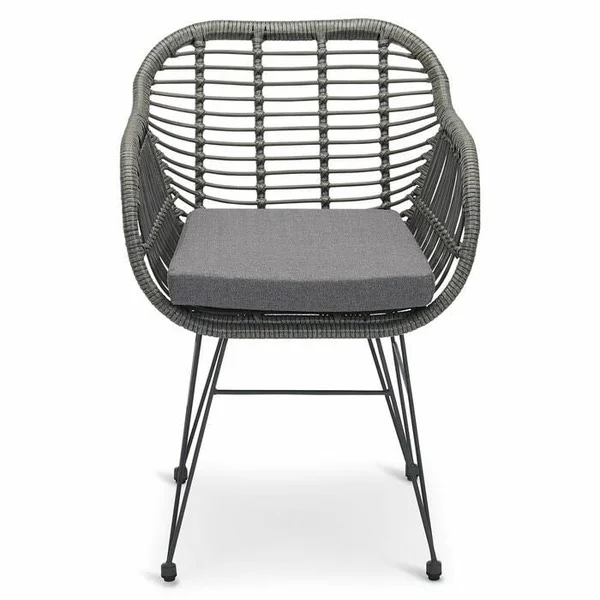 Outdoor Living 3 Piece Patio Wicker Chair Set with Coffee Table - Grey