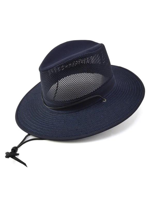 Henschel Packable Mesh Aussie Fedora Hat: Size: XXXL Navy Blue