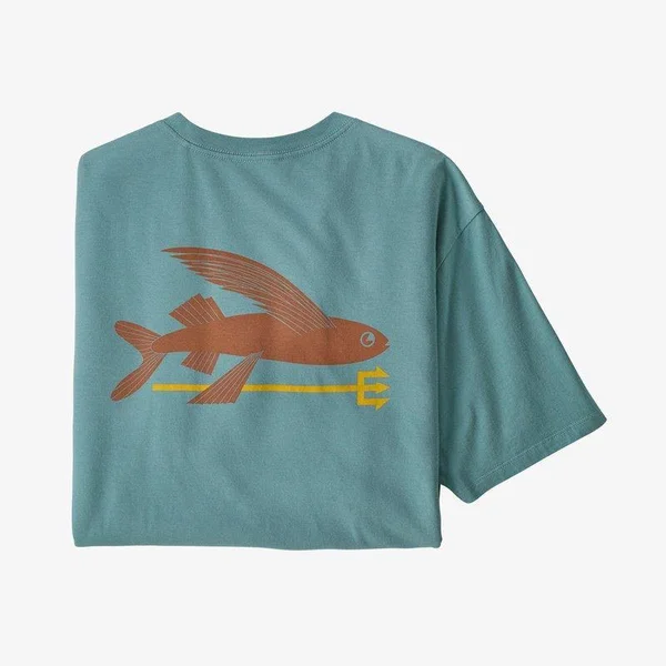 Patagonia Flying Fish Organic T-Shirt - Men's Pigeon Blue/Home Planet - M