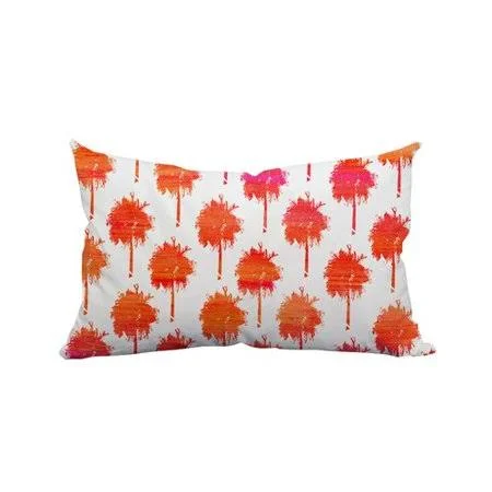SafiyaJamila Mini Trinidad Palm Trees Polyester Lumbar Pillow; Orange