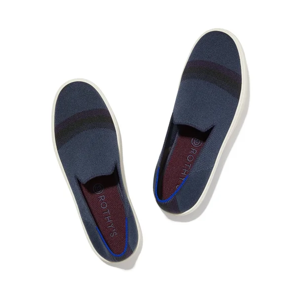 Rothy&s Navy Blue Slip-On Sneakers, Night Stripe, Size 9