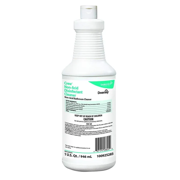 Diversey 100925283 Crew Neutral Non-Acid Bowl and Bathroom Disinfectant - 32 oz. Squeeze Bottle (12 Pack)