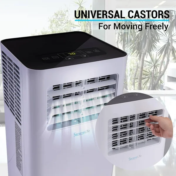 Serenelife SLPAC105W 300 Square Feet 10000 BTU Portable Air Conditioner w/Remote