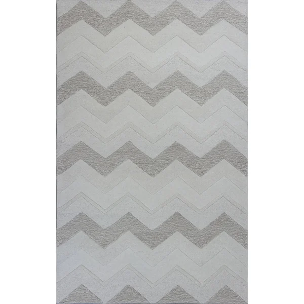 Kas Rugs Eternity 1077 Ivory Chevron Area Rug 5' x 8'