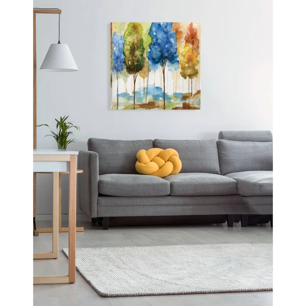 Wexford Home Magical Forest II -Gallery Wrapped Canvas - Yellow - Blue, Green, Red, Black, White 24x24, Size: 24 x 24