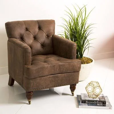 Aliya Club Chair Mistana Fabric: 100% Polyester Antique Brown