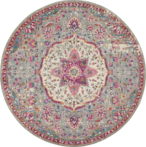 Nourison Passion PSN22 Area Rug, Grey/Multi, 8& Round
