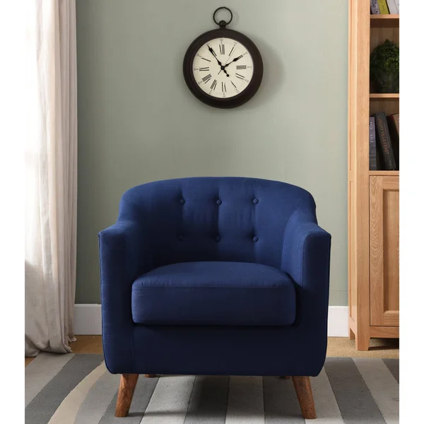 Furniture of America Naza Mid-Century Modern Fabric Barrel Club Chair - Cream