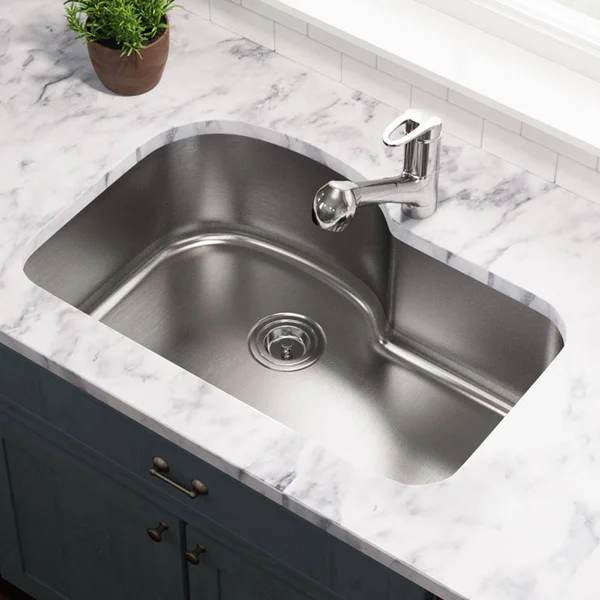 Mr Direct 346 Offset Single Bowl Stainless Steel Sink