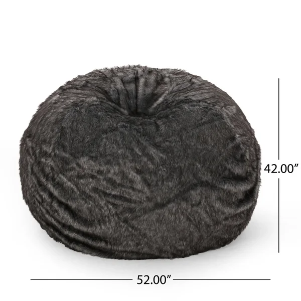 Christopher Knight Home Schley 5 Foot Bean Bag - Short Faux Fur - Gray Pebble Pattern