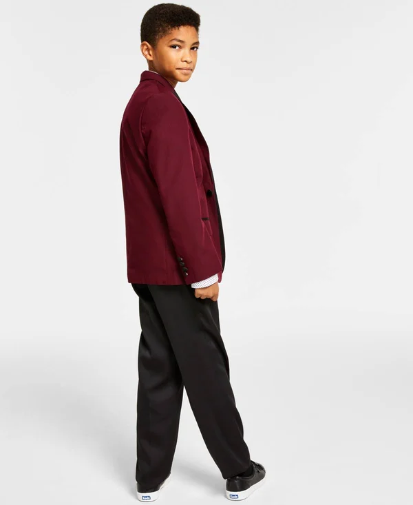 Calvin Klein Big Boys Mini Dot Jacquard Jacket - Burgundy - Size 8