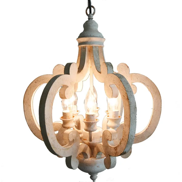 Beautiful Wood Metal Antique Chandelier White