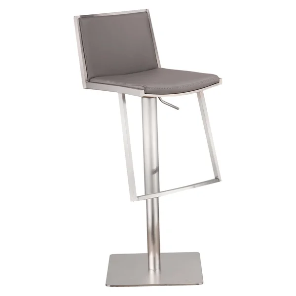 Armen Living Ibiza Adjustable Brushed Stainless Steel Barstool, Gray