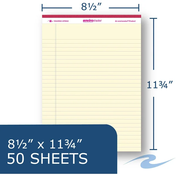 Roaring Spring 74130 Enviroshades 12 Legal Pads - ivory, pk6