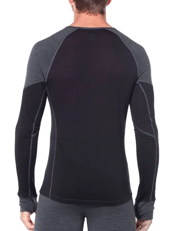 Icebreaker Men's 260 Zone Long Sleeve Crewe Shirt - Jet Heather/Black, Size L by Campman