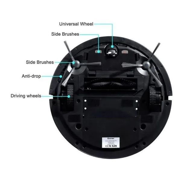 Costway Robot Vacuum Cleaner Self-Charge App Voice Control HEPA Filter Water Tank White