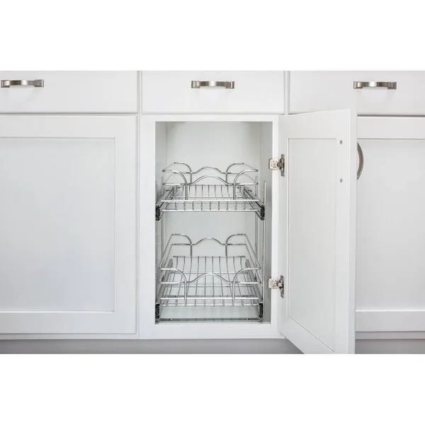 Rev-A-Shelf 5WB2-0922CR-1 9 x 22 in Two-Tier Kitchen Storage Wire Basket - Chrome