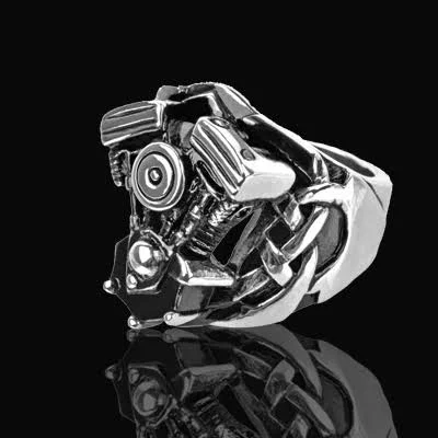 Revver Engine Block Ring for Men in Stainless Steel - Size 11 - Tribal Hollywood