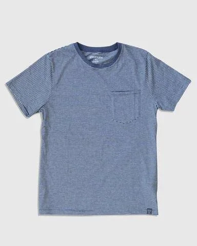 United by Blue Men's EcoKnit Striped Pocket Tee - Organic Cotton - Midnight, Size S