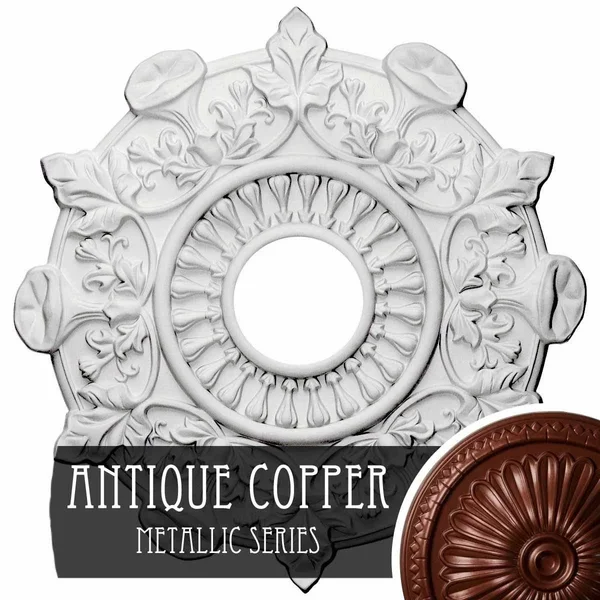 17 1/2x22OD x 4x22ID x 1x22P Preston Ceiling Medallion (Fits Canopies Up to 4x22), Hand-Painted Rich Gold
