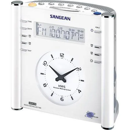 Sangean RCR-3 AM/FM Atomic Digital/Analog Clock Radio (White)