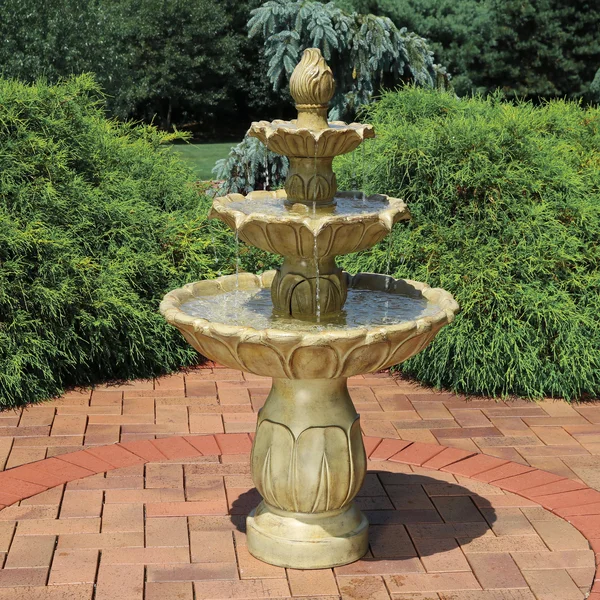 Sunnydaze Decor Classic Tulip 3-Tiered Outdoor Water Fountain, Light Brown