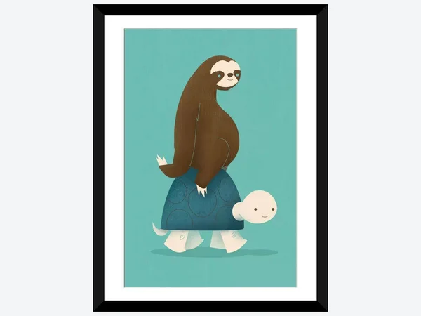 Framed Poster Prints - Slow Ride by Jay Fleck ( Animal Art > wildlife > Sloths art)