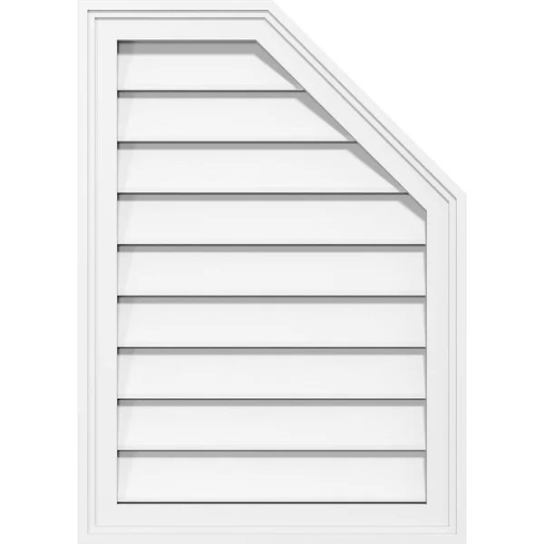 Ekena Millwork GVPOR26X3602SF 26x22W x 36x22H Half Octagon Top Right Surface Mount PVC Gable Vent: Functional, w/ 2x22W x 1-1/2x