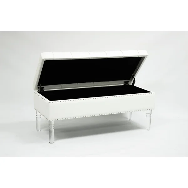 Best Quality Furniture Storage Ottoman Acrylic Legs and Nailhead Trim - Dark Grey - Large