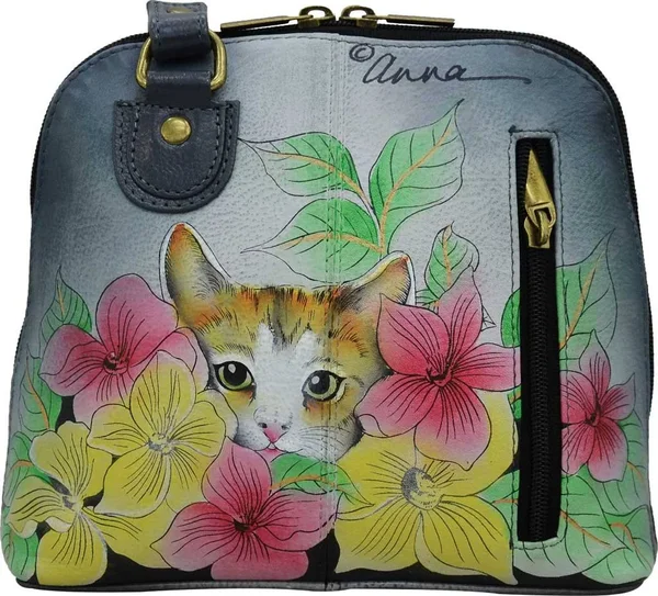 Anna by Anuschka Women's Hand Painted Small Multi Compartment Organizer8109, Three Kittens
